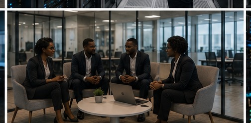 Ambiente corporativo CyberSync com referência a Luanda